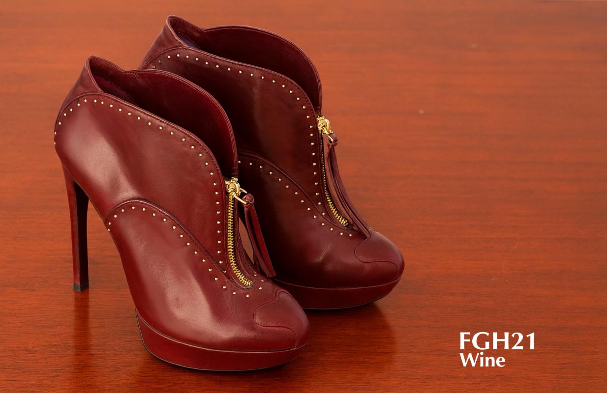 FGH21 - Botines con cremallera color vino para mujer