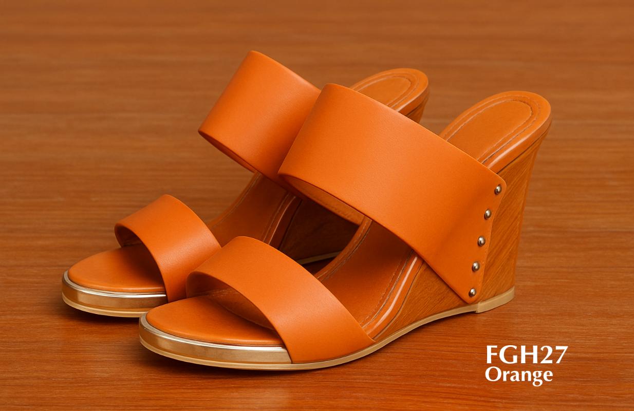 FGH27 - Sandalias tipo mule con cuña y tiras anchas para mujer