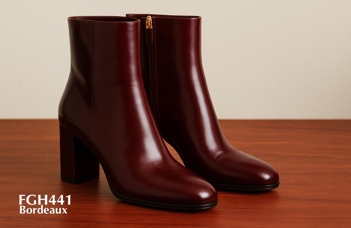 FGH441 - Botas burdeos de caña alta para mujer