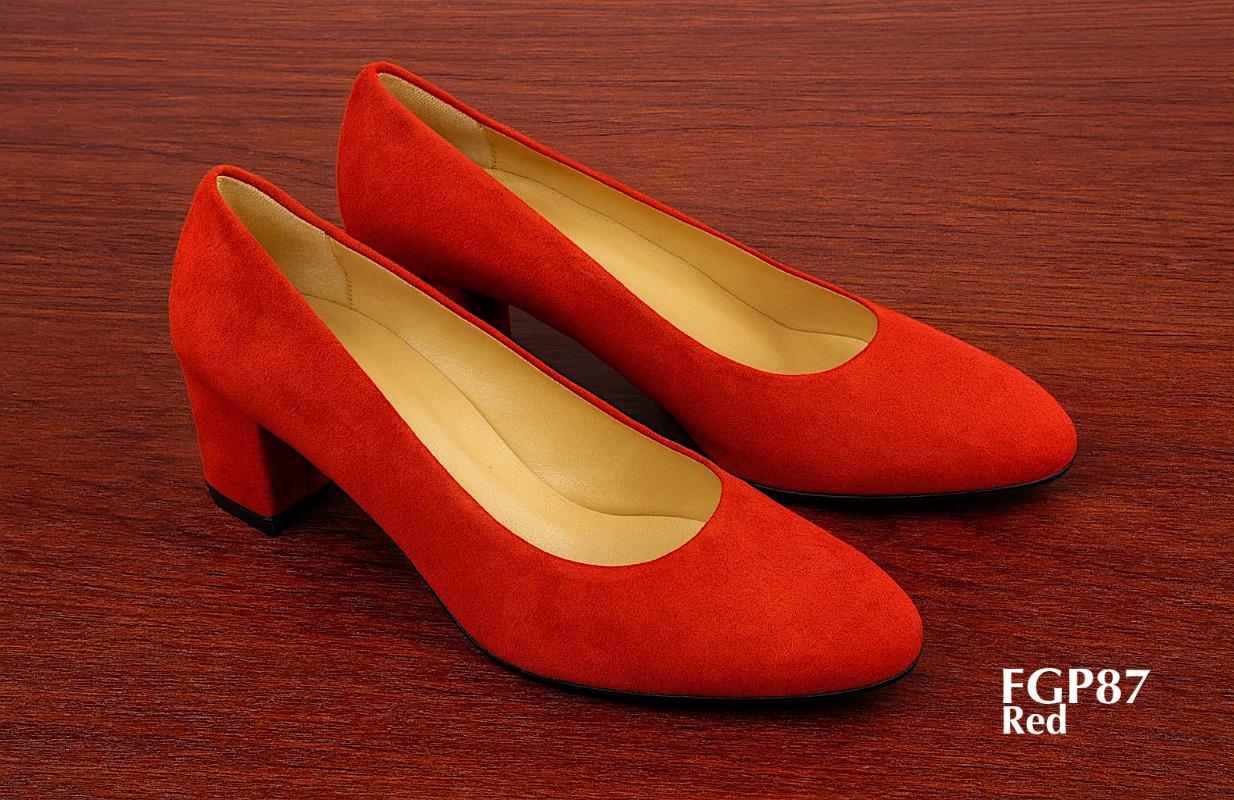 FGP87 - Zapato de salón de terciopelo rojo para mujer