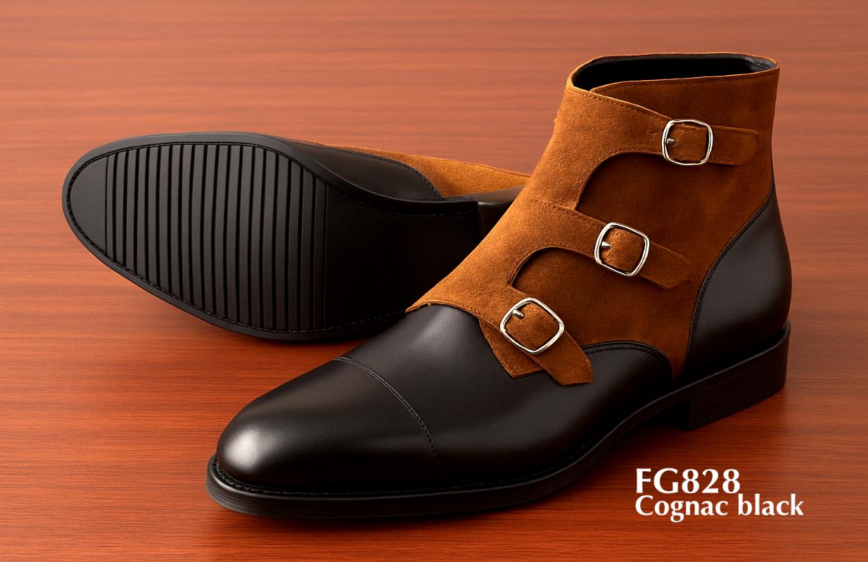 Botas chukka FGB19 en piel de raya gris oscuro