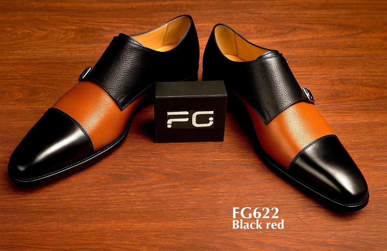 Zapatos Spectator de cuero negro y rojo