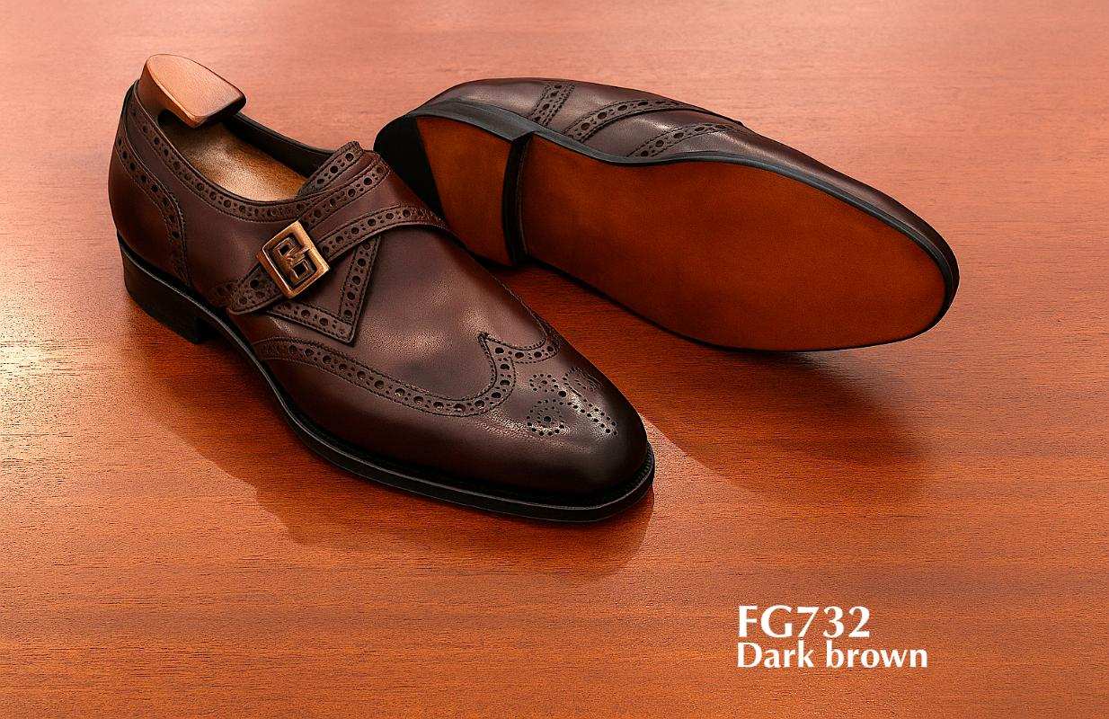 Zapato Monk Voll-Brogue color marrón oscuro