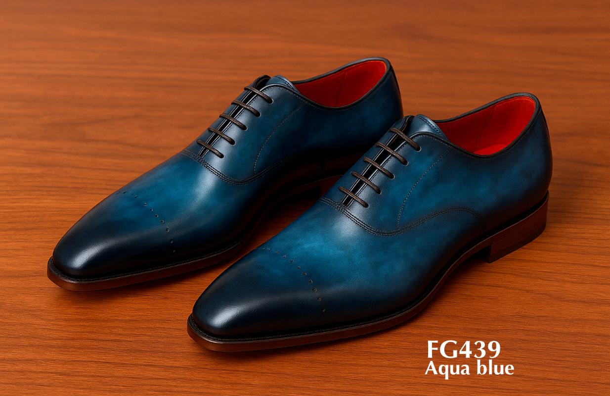 Zapato Oxford bicolor azul aqua