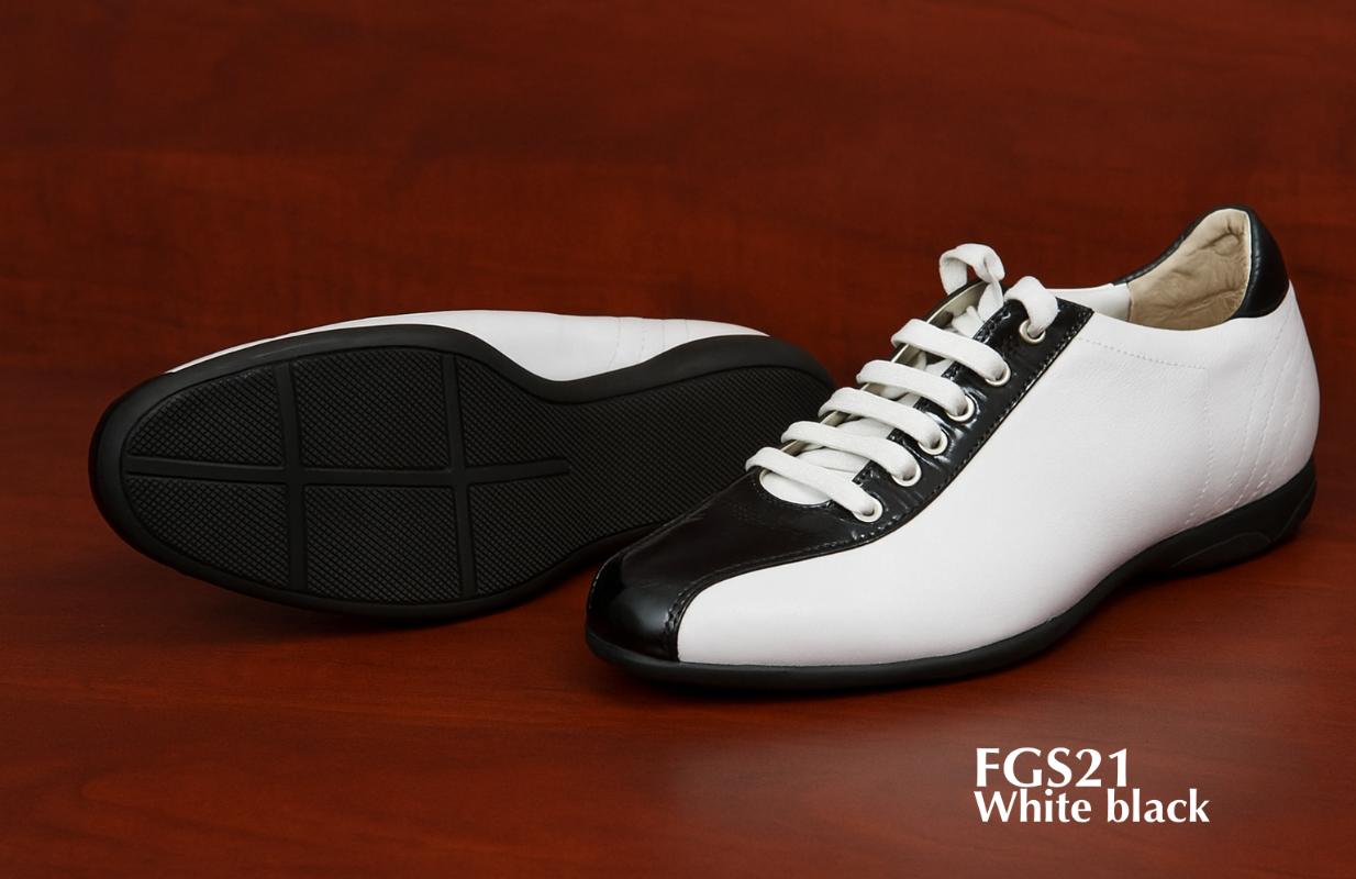 Zapatillas deportivas de moda FGS21 de piel blanca y negra