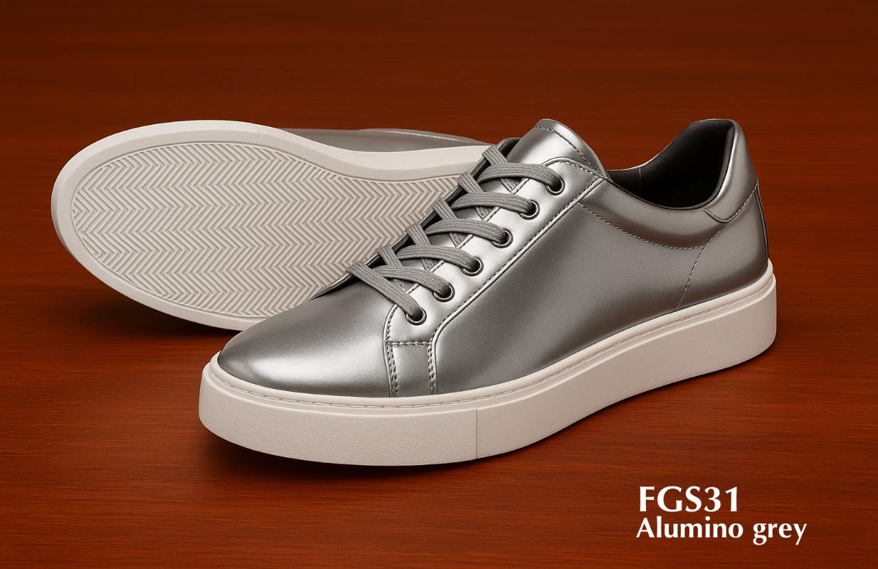 Zapatillas de piel FGS31 en gris alumino