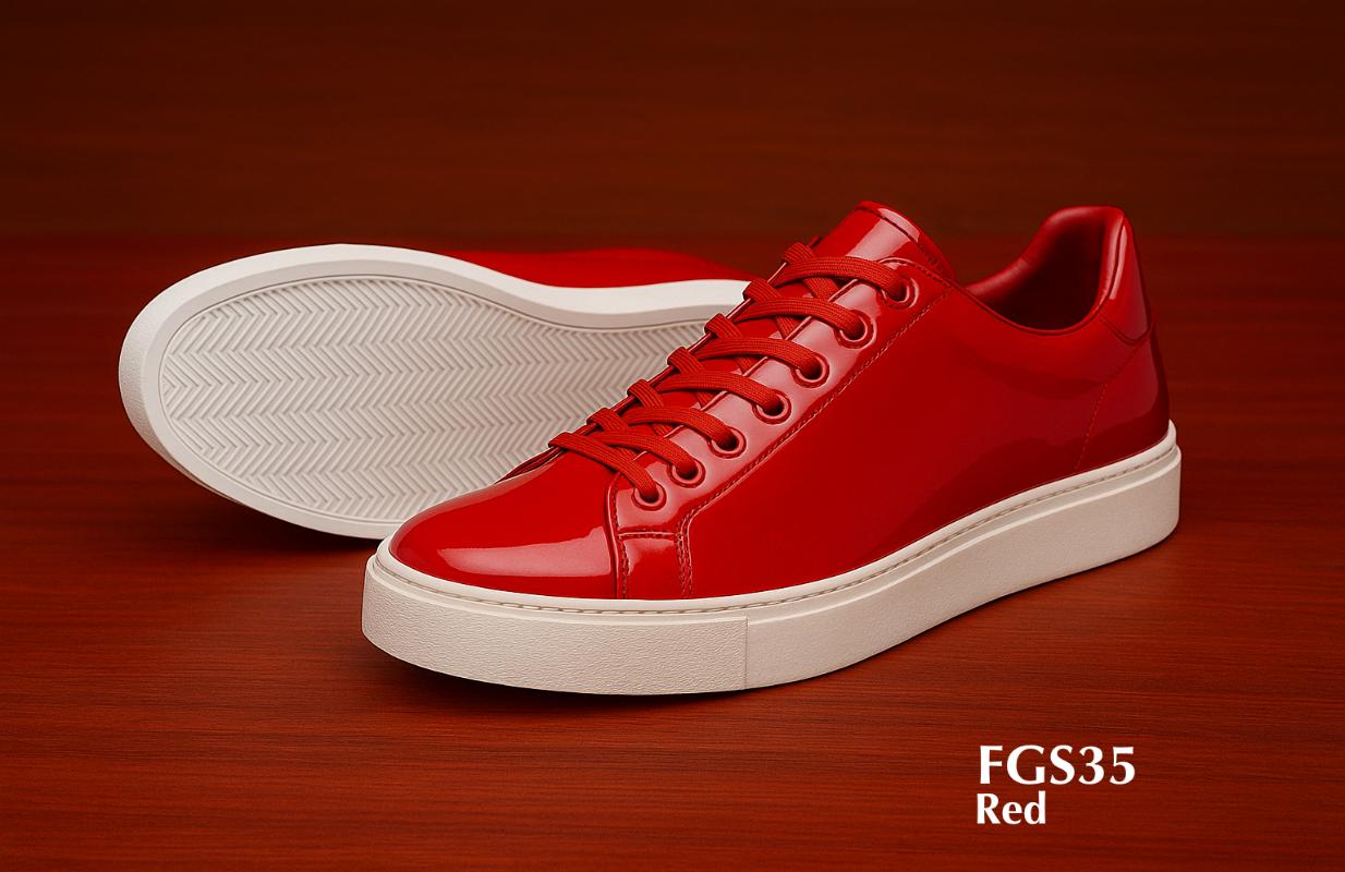 Zapatillas de piel FGS31 color rojo fuego