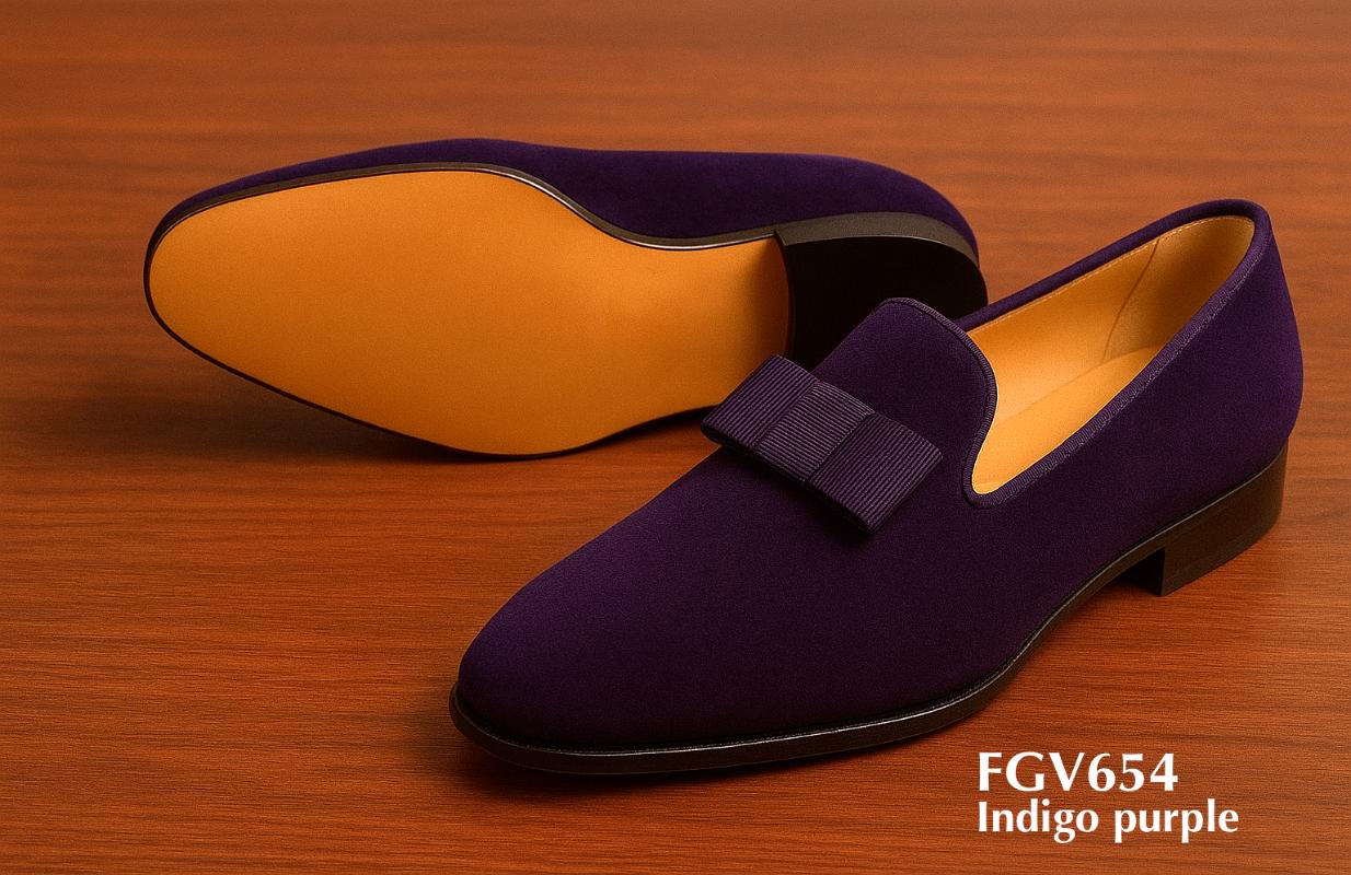 zapato de terciopelo Indigo Purple estilo opera