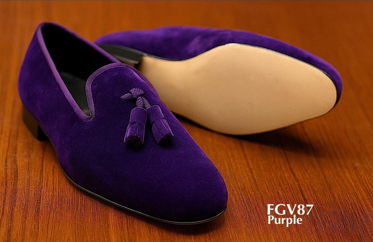 comprar zapatilla de terciopelo morada con borla